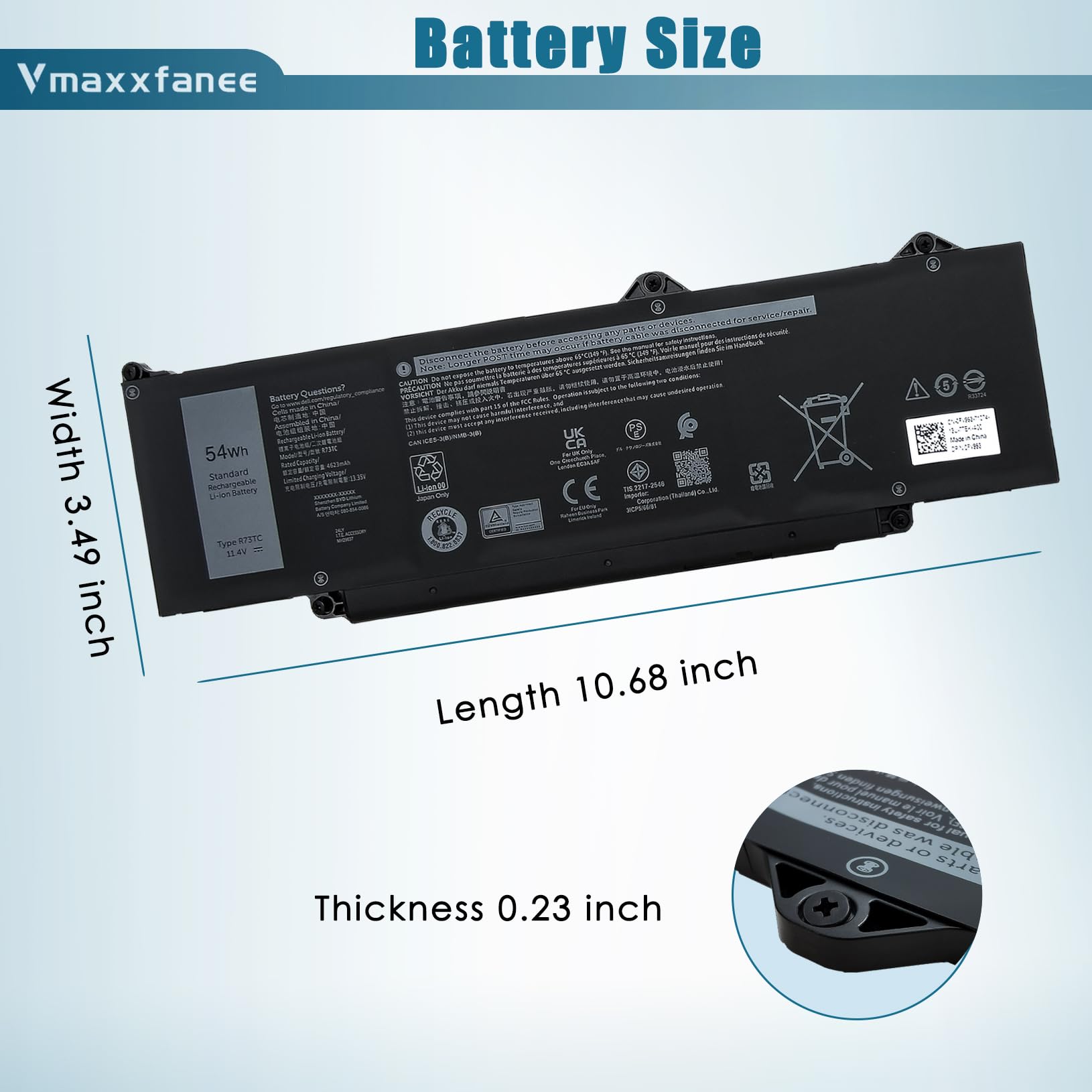 Amazon.com: Vmaxxfanee 54Wh R73TC Laptop Battery Replacement for